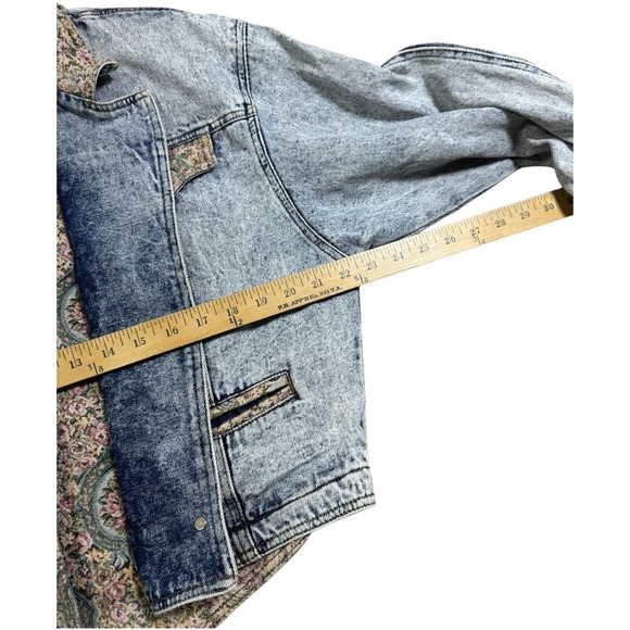 Vintage S.B.II Acid Wash Denim Jacket Floral Trim Cropped 80s 90s RARE! Size‎ M - Picture 7 of 8